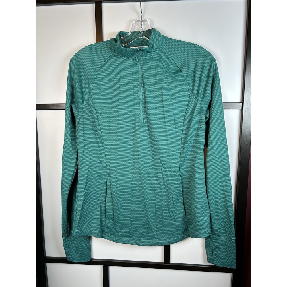 Tommy Bahama Golf Tennis Womens Long Sleeve Blue Textured 1/4 Zip Top Size L